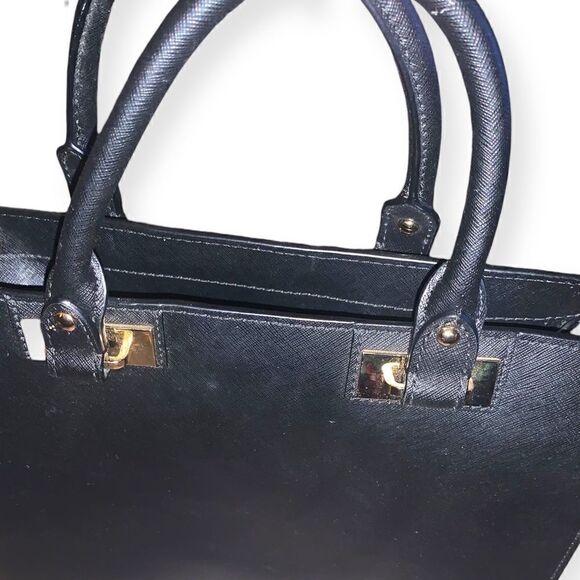 MICHAEL MICHAEL KORS  Quinn Large Saffiano Leather Satchel in Black - Picture 5 of 7